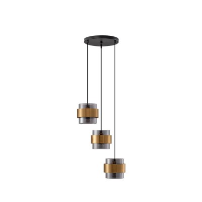 9236372 Висечка светилка SIANNA 3xE27 Smoke Glass & Brass gold Metal Nova Luce